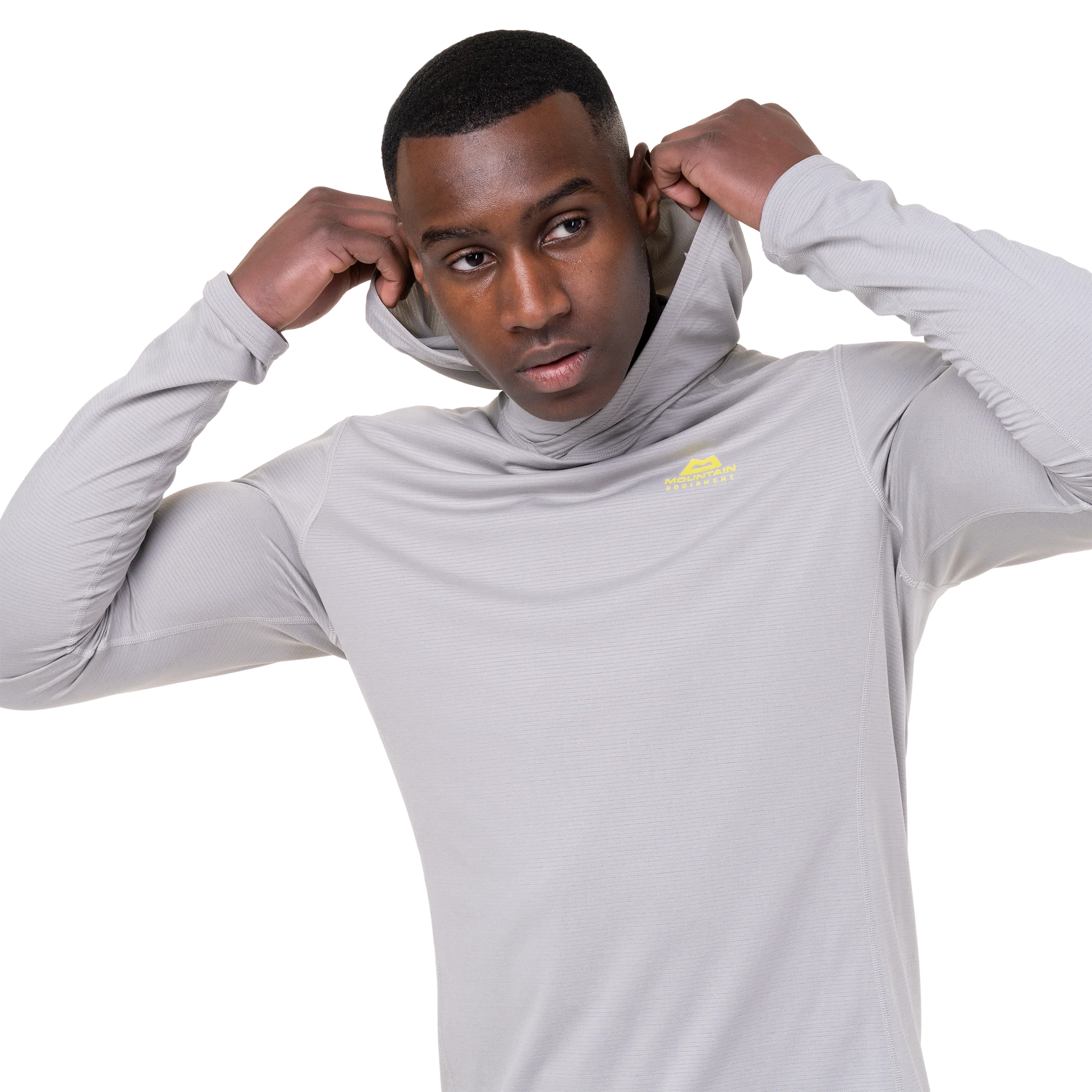 Mountain Equipment Glace Hooded Men's Top in Mist - Hood detail