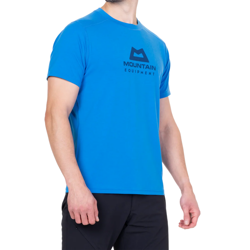 Mountain Equipment Headpoint Emblem Men's Tee in Atlantic Blue - Back Model