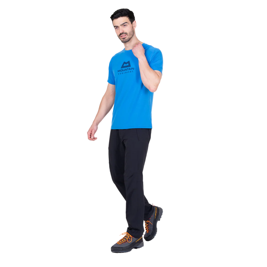 Mountain Equipment Headpoint Emblem Men's Tee in Atlantic Blue - Side Model