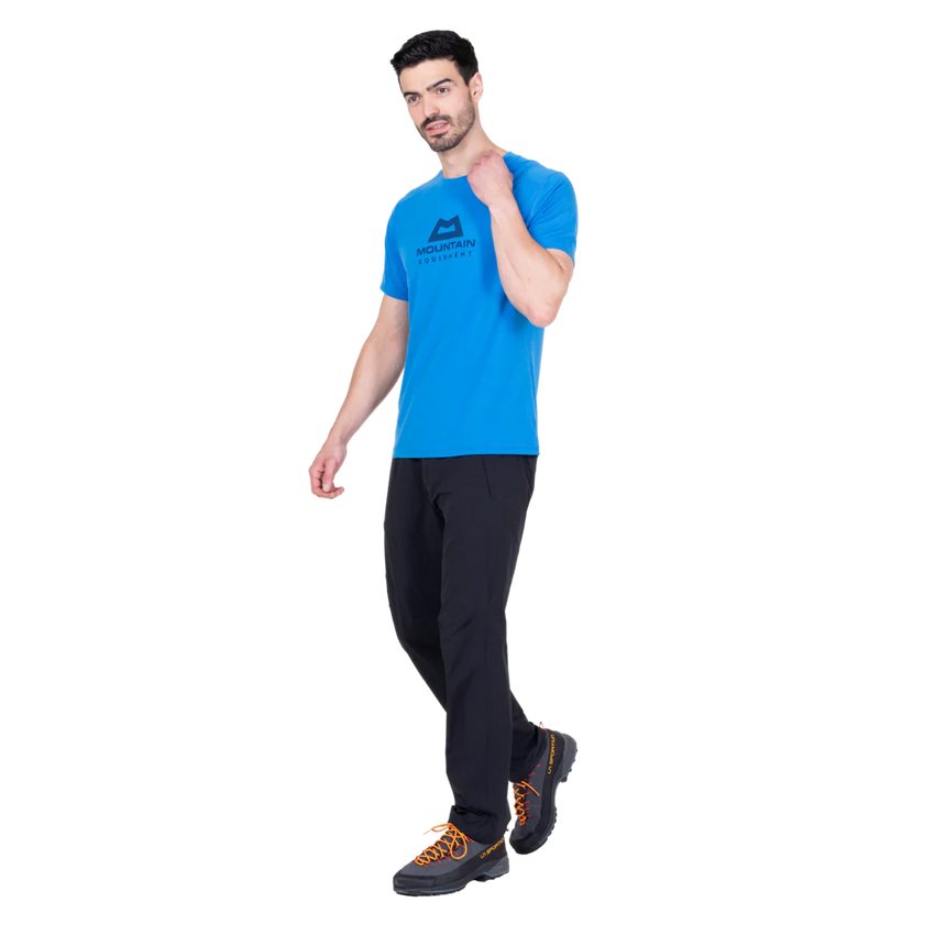 Mountain Equipment Headpoint Emblem Men's Tee in Atlantic Blue - Side Model