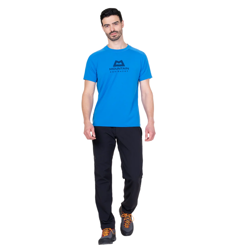 Mountain Equipment Headpoint Emblem Men's Tee in Atlantic Blue - Three Quarter Model