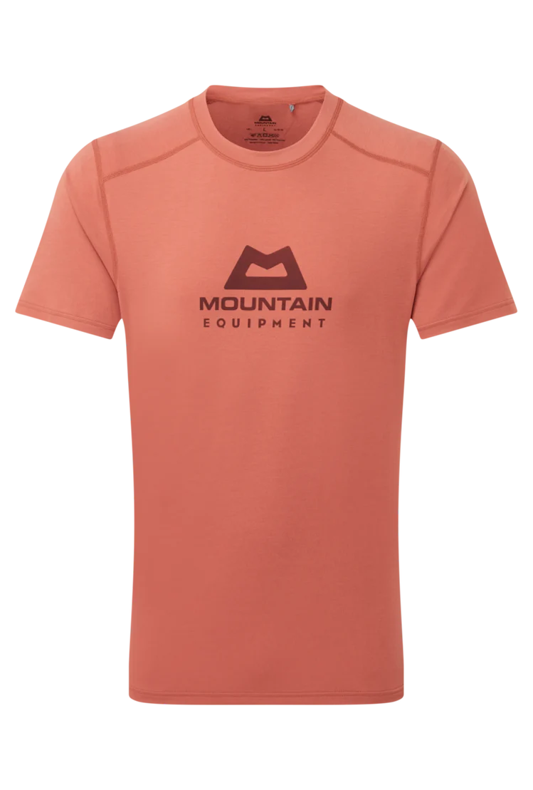 Mountain Equipment Headpoint Emblem Men's Tee in Etruscan Red - Front Flat