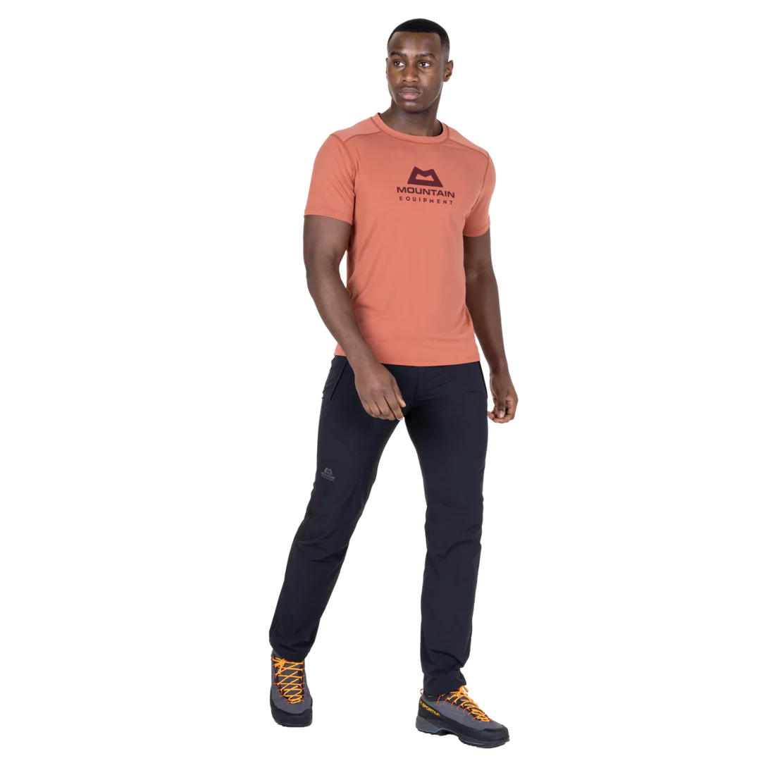 Mountain Equipment Headpoint Emblem Men's Tee in Etruscan Red - Side Model