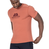 Mountain Equipment Headpoint Emblem Men's Tee in Etruscan Red - Walking Front Model