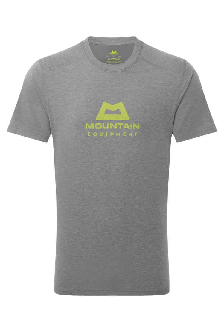 Mountain Equipment Headpoint Emblem Men's Tee in Flint Grey - Front Flat