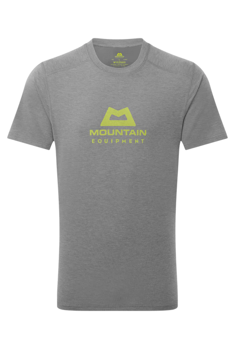 Mountain Equipment Headpoint Emblem Men's Tee in Flint Grey - Front Flat