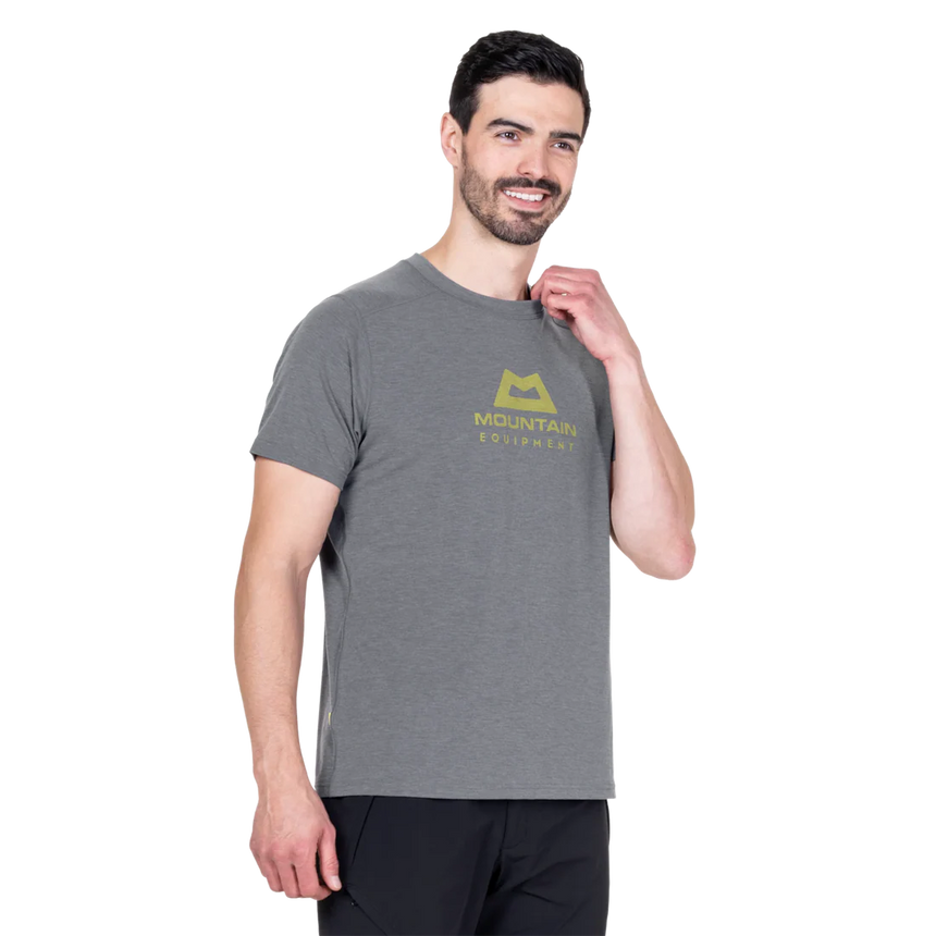 Mountain Equipment Headpoint Emblem Men's Tee in Flint Grey - Front Model
