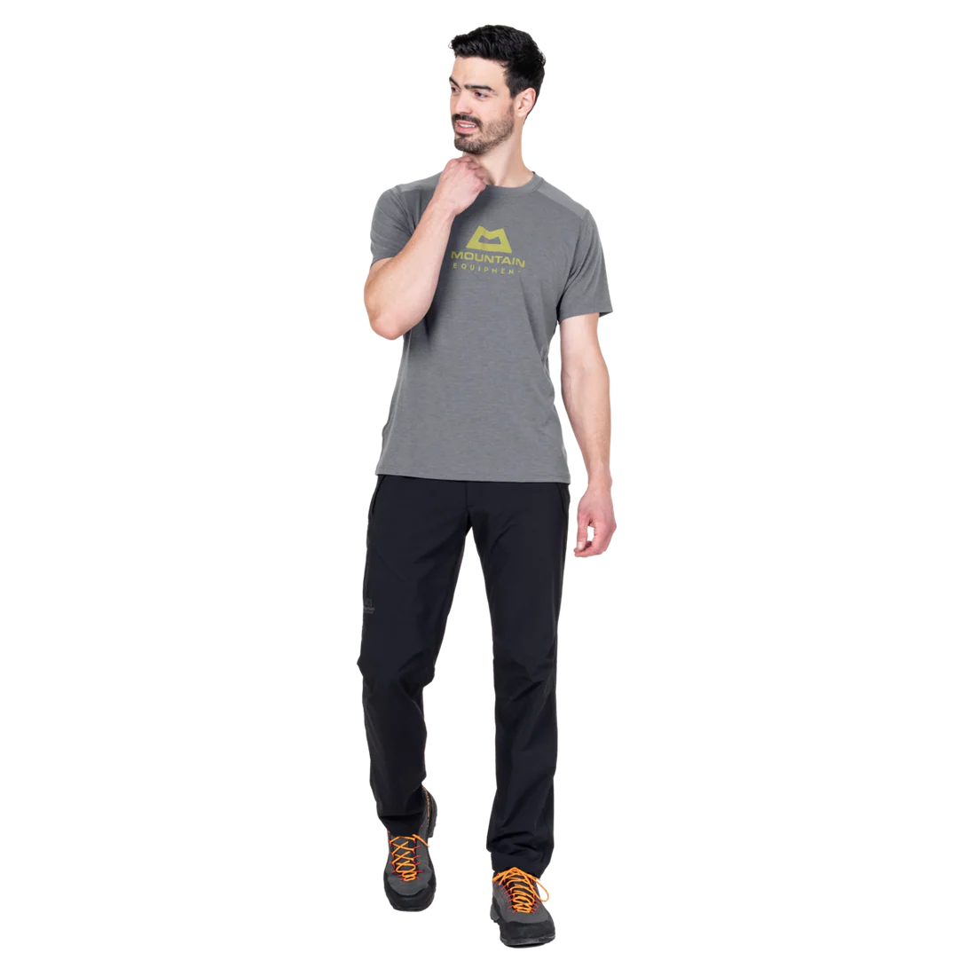 Mountain Equipment Headpoint Emblem Men's Tee in Flint Grey - Side Model