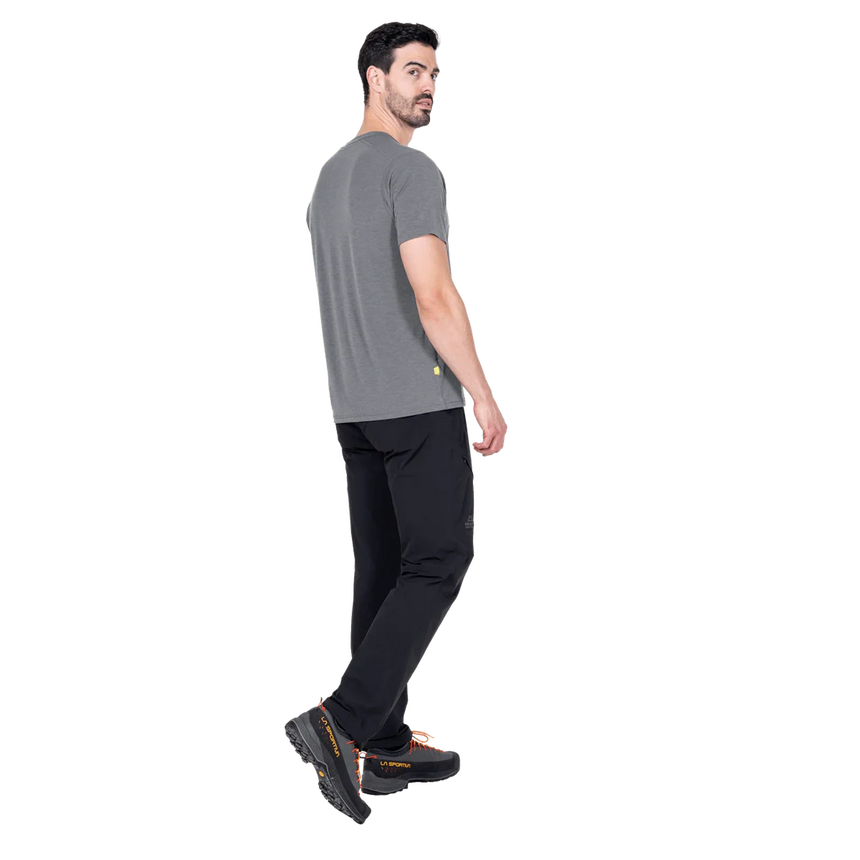 Mountain Equipment Headpoint Emblem Men's Tee in Flint Grey - Three Quarter Model