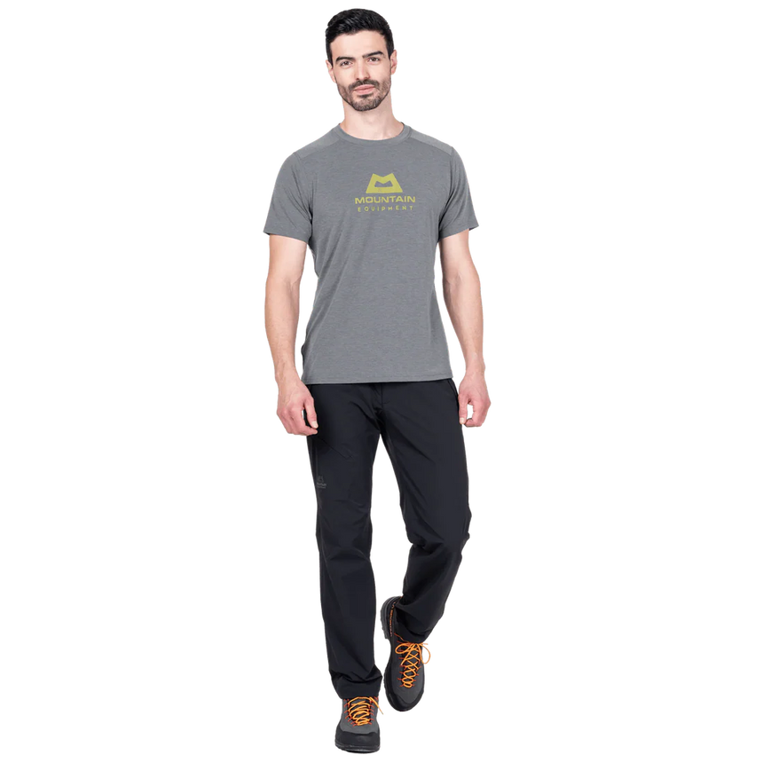 Mountain Equipment Headpoint Emblem Men's Tee in Flint Grey - Walking Front Model