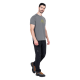 Mountain Equipment Headpoint Emblem Men's Tee in Flint Grey - Walking Side Model