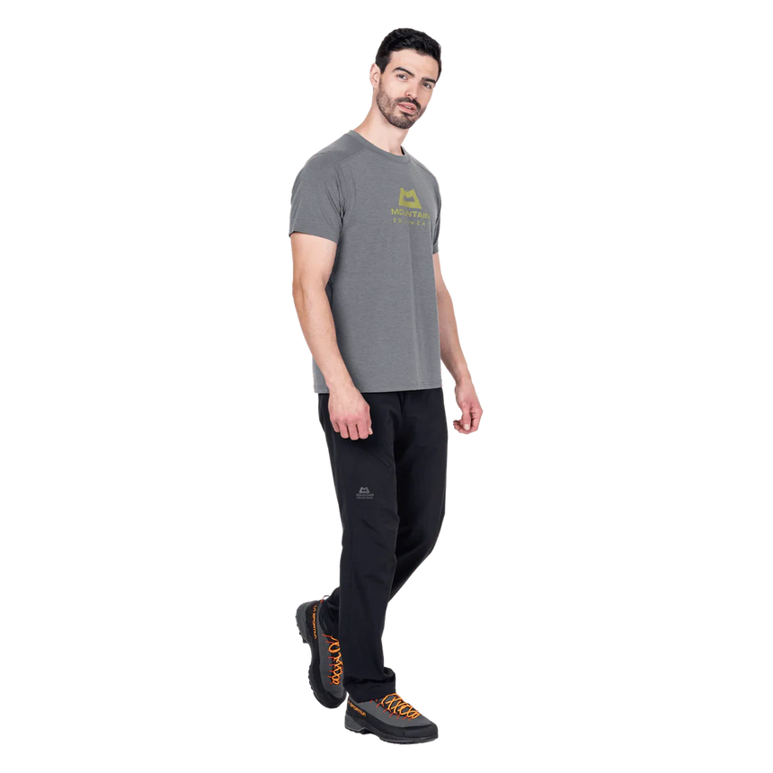 Mountain Equipment Headpoint Emblem Men's Tee in Flint Grey - Walking Side Model