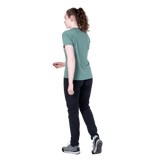  Mountain Equipment Headpoint Women's Tee in Sea Pine - On Model Front Walk