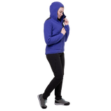 Mountain Equipment Highpile Hooded Women's Jacket in Clematis/Cosmos - On Model Back Walk