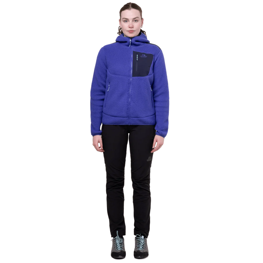 Mountain Equipment Highpile Hooded Women's Jacket in Clematis/Cosmos - On Model Front Full