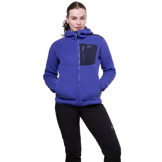 Mountain Equipment Highpile Hooded Women's Jacket in Clematis/Cosmos - On Model Front