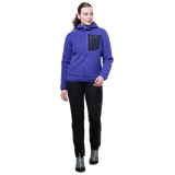 Mountain Equipment Highpile Hooded Women's Jacket in Clematis/Cosmos - On Model Side