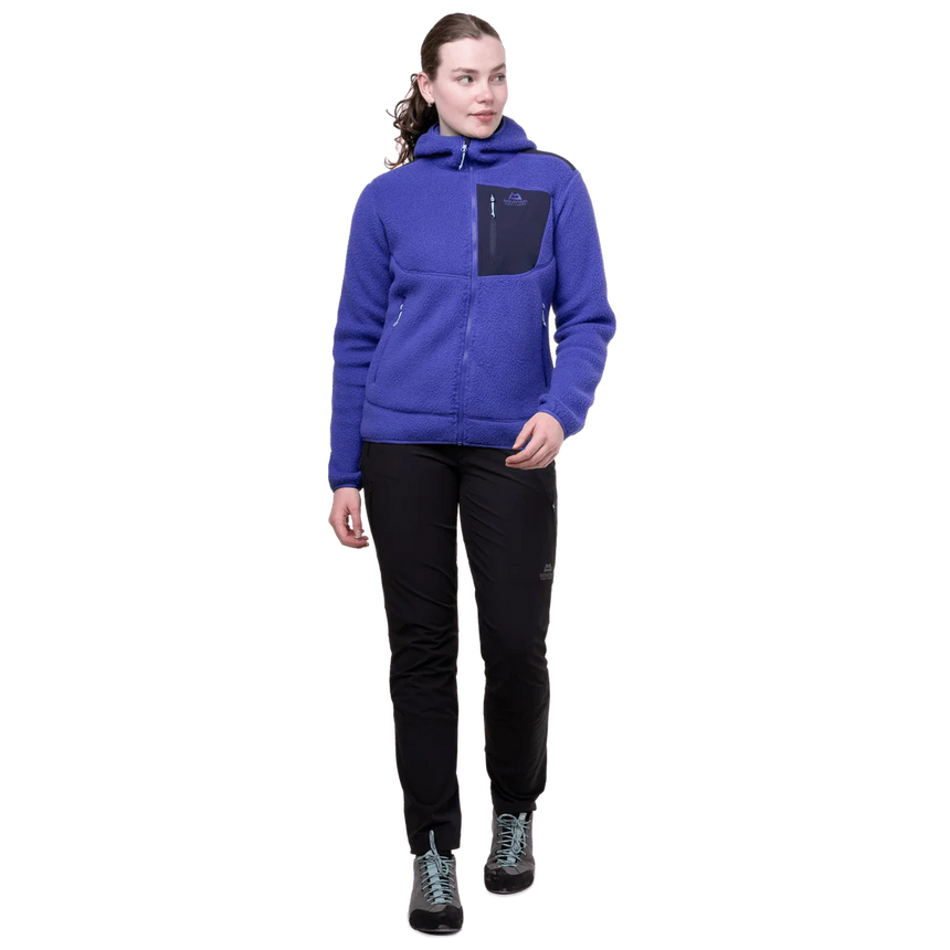 Mountain Equipment Highpile Hooded Women's Jacket in Clematis/Cosmos - On Model Side