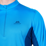 Mountain Equipment Ignis Long Sleeve Men's Zip Tee in Admiral/Atlantic - Collar and Zip Detail