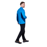 Mountain Equipment Ignis Long Sleeve Men's Zip Tee in Admiral/Atlantic - On Model Walking Front