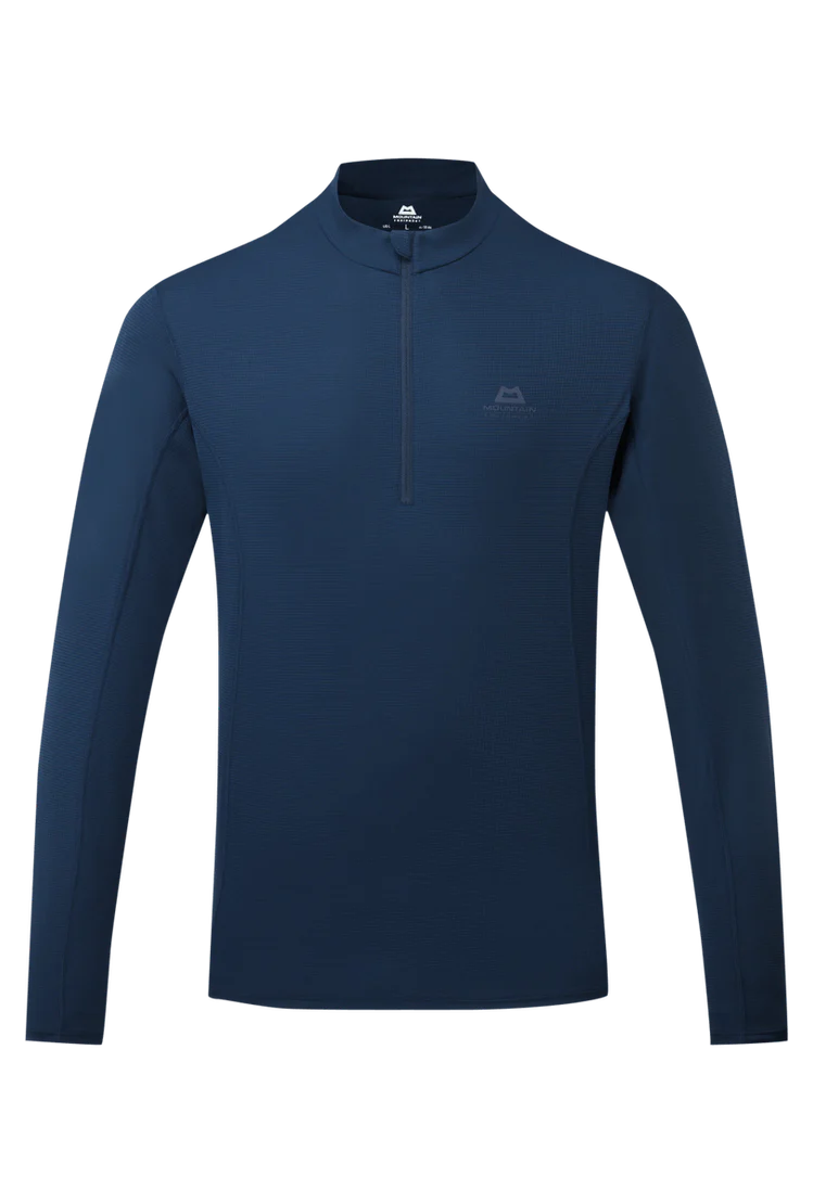 Mountain Equipment Ignis Long Sleeve Men's Zip Tee in Cosmos - Flat Lay