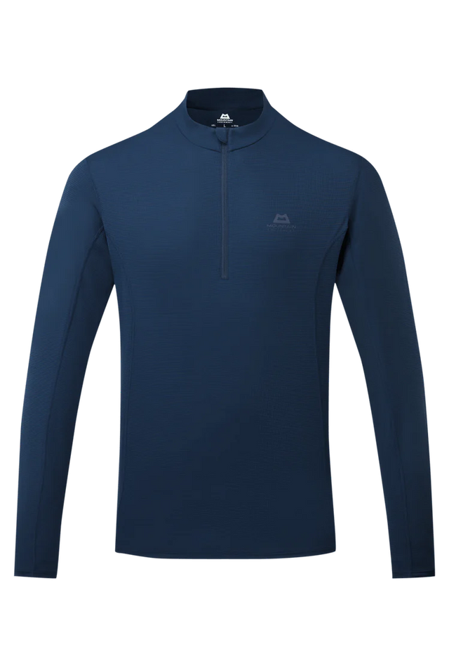 Mountain Equipment Ignis Long Sleeve Men's Zip Tee in Cosmos - Flat Lay