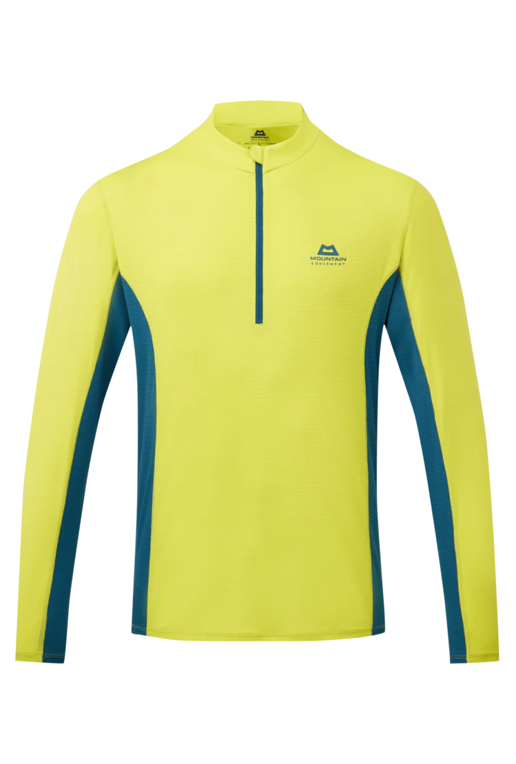 Mountain Equipment Ignis Long Sleeve Men's Zip Tee in Vine/Majolica - Flat Lay