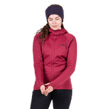 Mountain Equipment Jorasses Hooded Women's Jacket in Maroon - On Model Front Detail