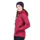 Mountain Equipment Jorasses Hooded Women's Jacket in Maroon - On Model Three-Quarter