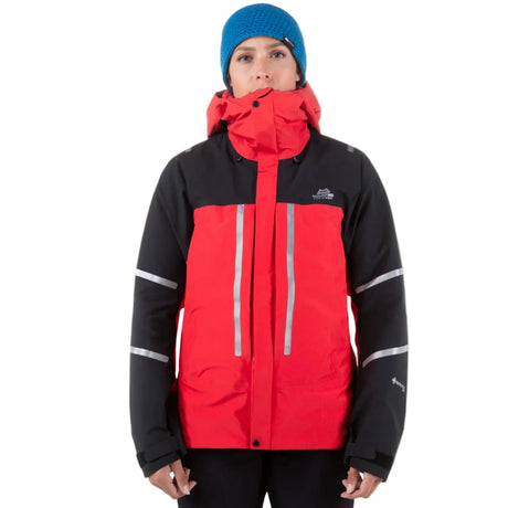 Mountain Equipment Kongur MRT GORE-TEX Women's Jacket in Imperial Red/Black - Hood with Helmet