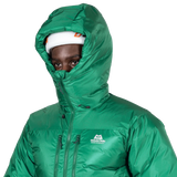 Mountain Equipment Kryos Men's Jacket in Alpine Green - Hood Up Side Detail