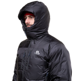 Mountain Equipment Kryos Men's Jacket in Obsidian - On Model Hood Up Front