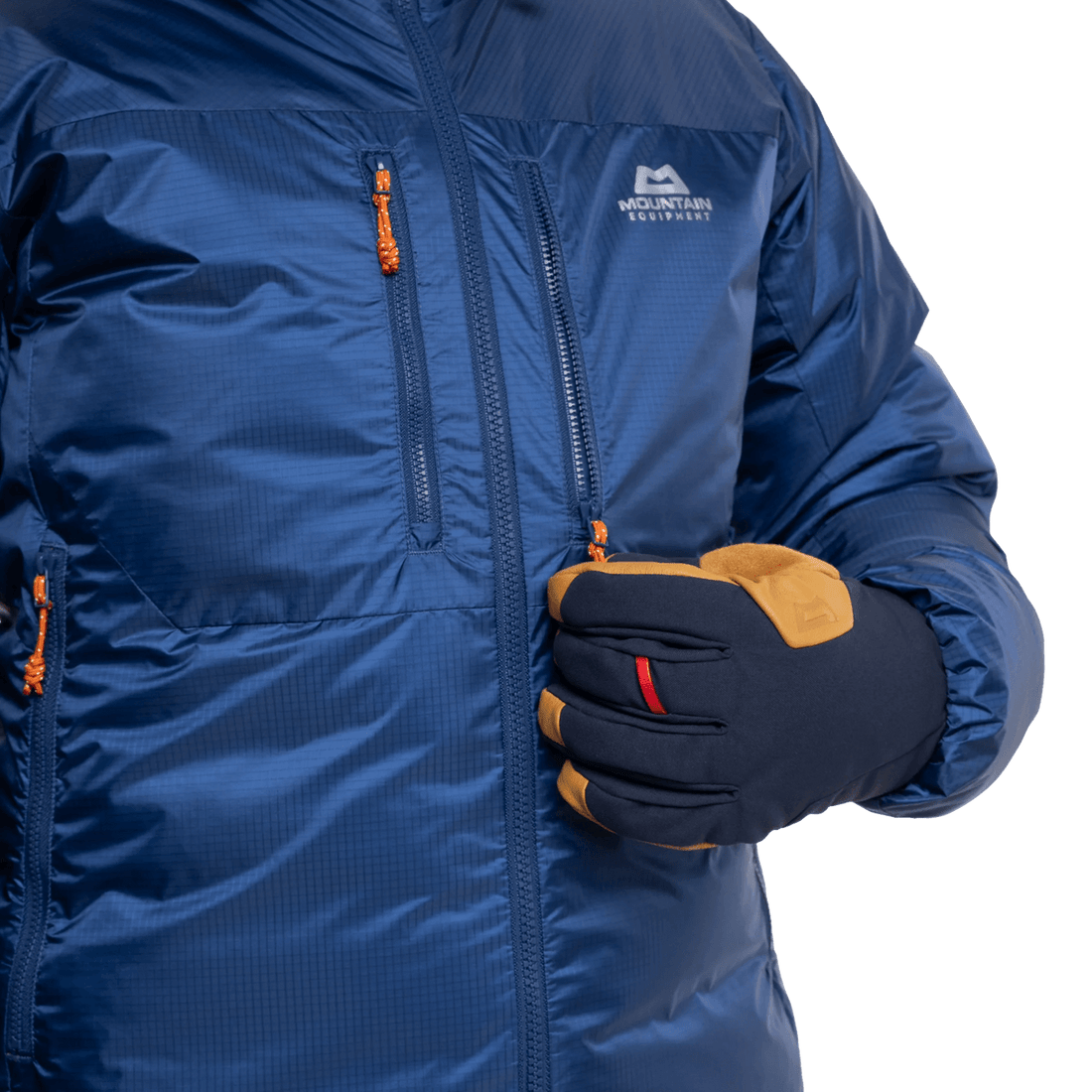 Mountain Equipment Kryos Women's Jacket in Admiral Blue - Zip and Pocket Detail