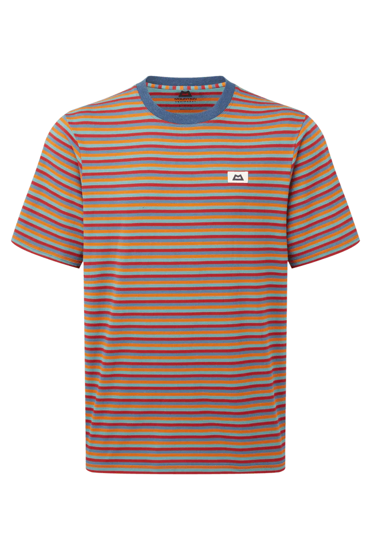 Mountain Equipment Lava Men's Tee in Stanage Stripe - Flat front