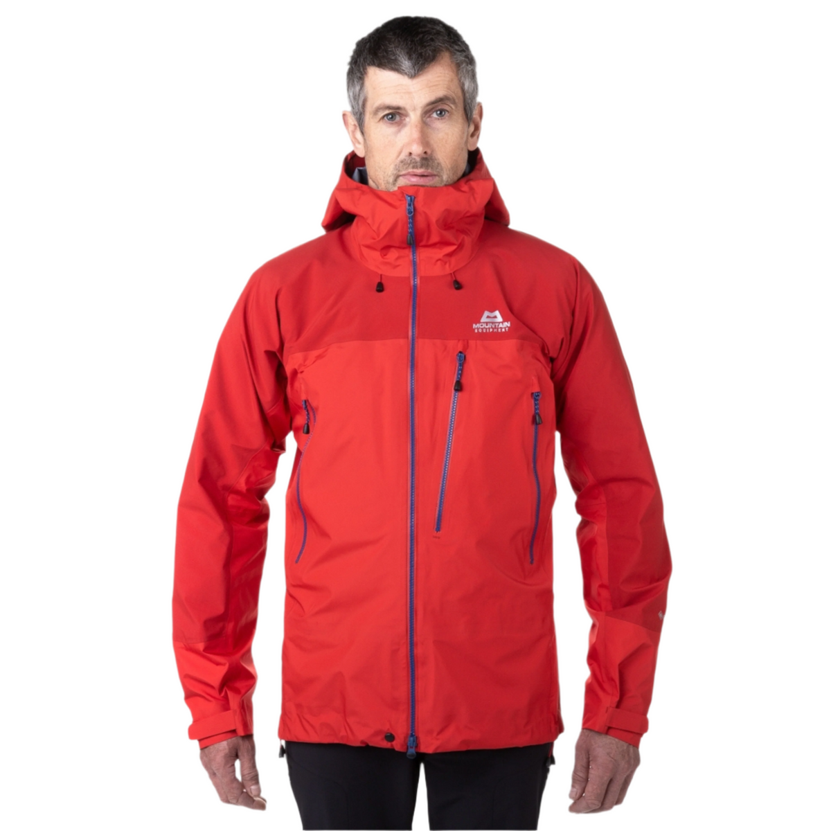 Mountain Equipment Lhotse GORE-TEX Men's Jacket Clearance in Imperial Red/Crimson - Front Fit on Model