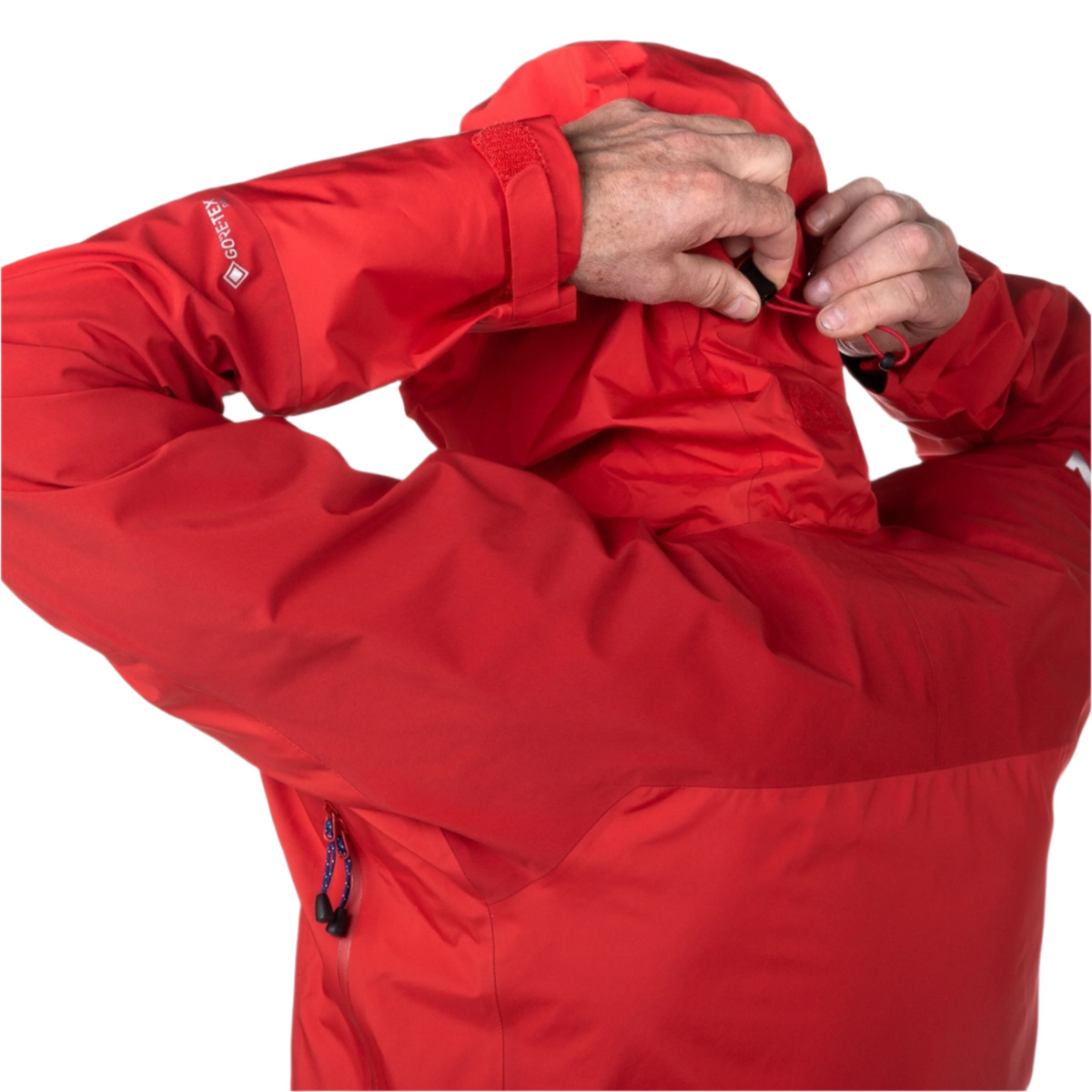 Mountain Equipment Lhotse GORE-TEX Men's Jacket Clearance in Imperial Red/Crimson - Rear Adjustment Cord
