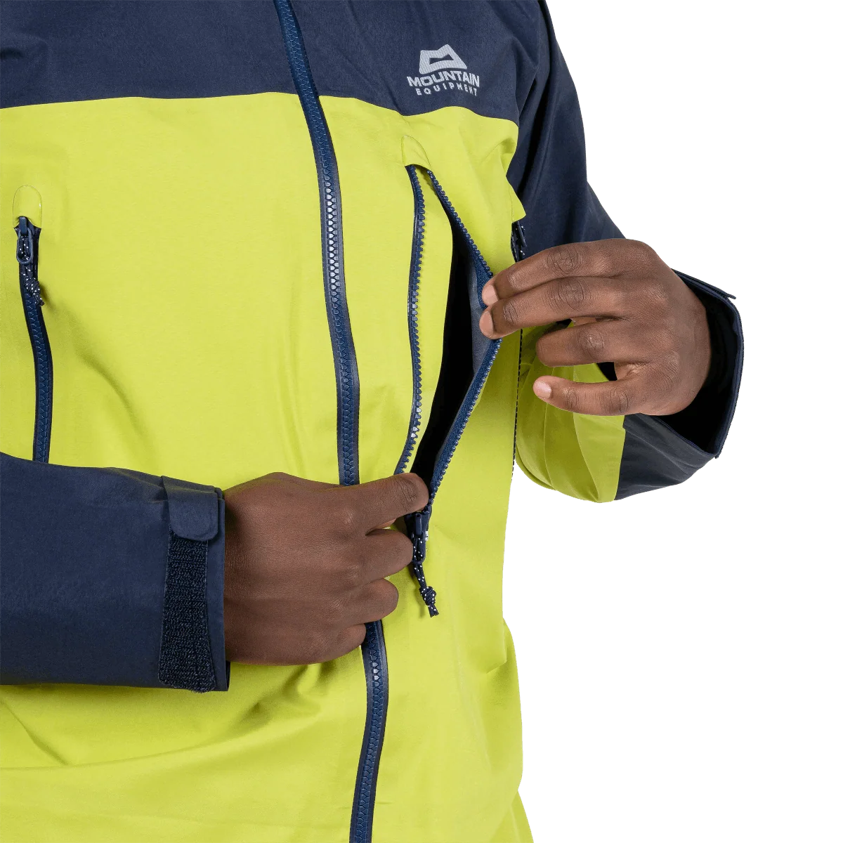 Mountain Equipment Lhotse Men's Jacket in Vine/Cosmos - Chest Pocket On Model