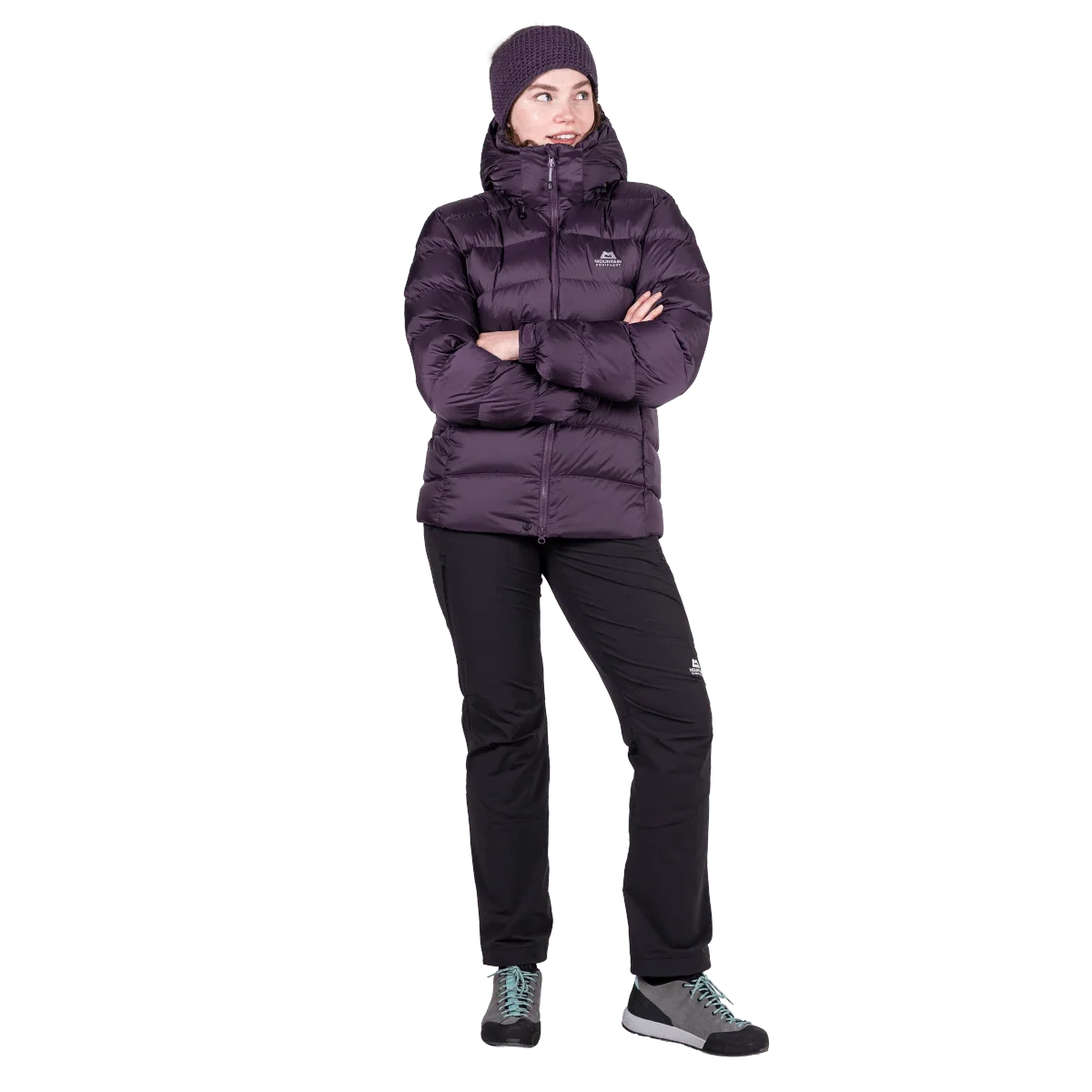 Mountain Equipment Lightline Women's Jacket in Nightshade - close up front view on model