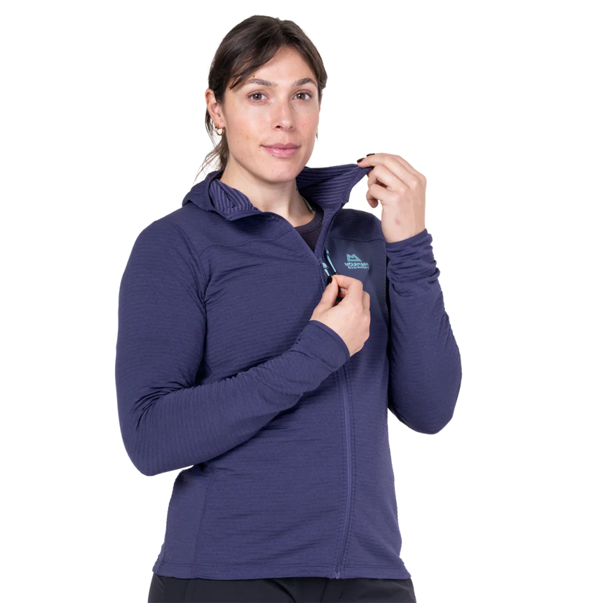 Mountain Equipment Lumiko Hooded Women's Jacket in Amethyst/Medieval - Walking Front