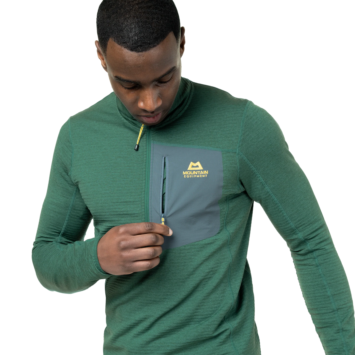 Mountain Equipment Lumiko Men's Zip T in Fern/Ombre - Chest Pocket