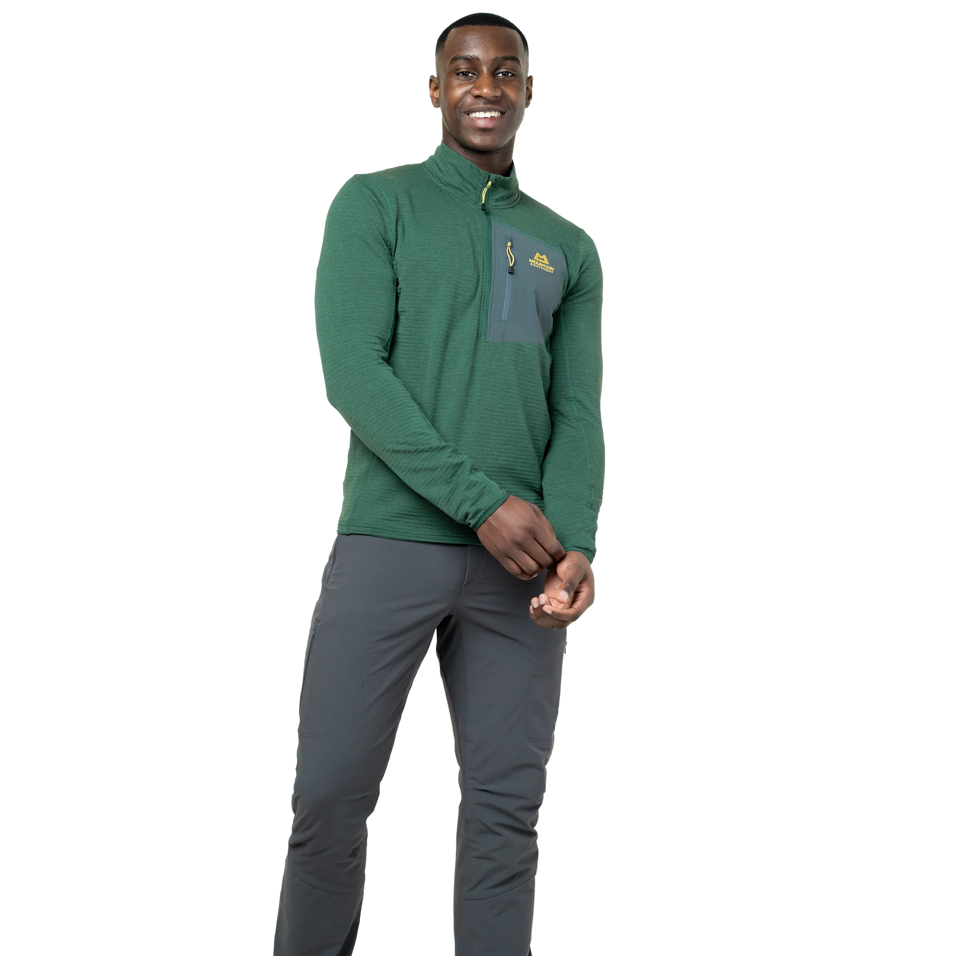 Mountain Equipment Lumiko Men's Zip T in Fern/Ombre - Full Length Front
