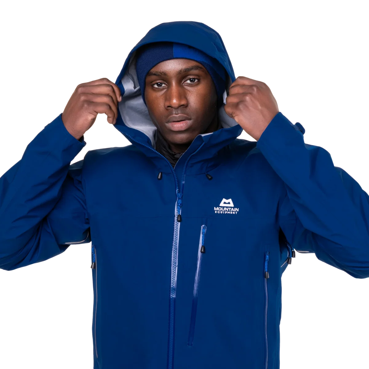 Mountain Equipment Makalu GORE-TEX Men's Jacket in Admiral Blue - hood drawcord detail