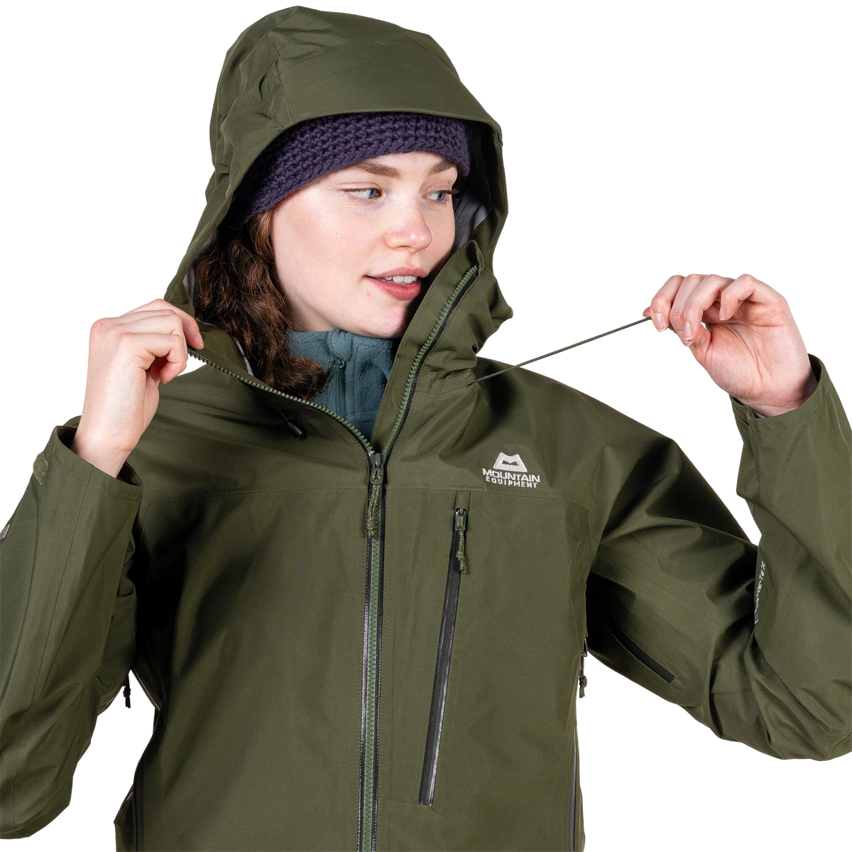 Mountain Equipment Makalu GORE-TEX Women's Jacket in Buckthorn - hood adjustment detail