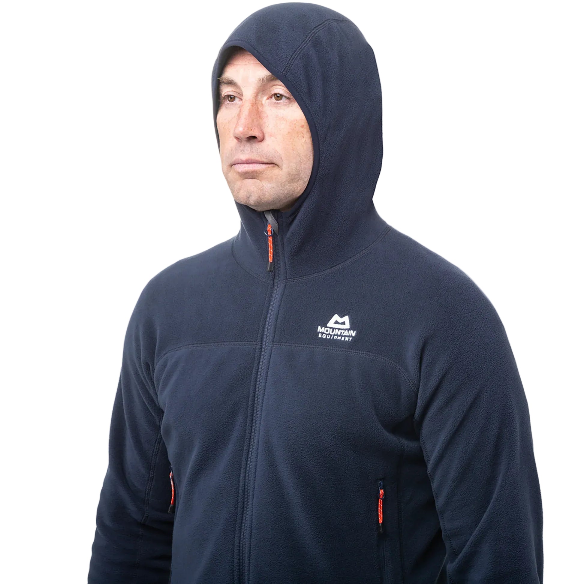 Mountain Equipment Micro Zip Men's Jacket in Cosmos - On Model Hood