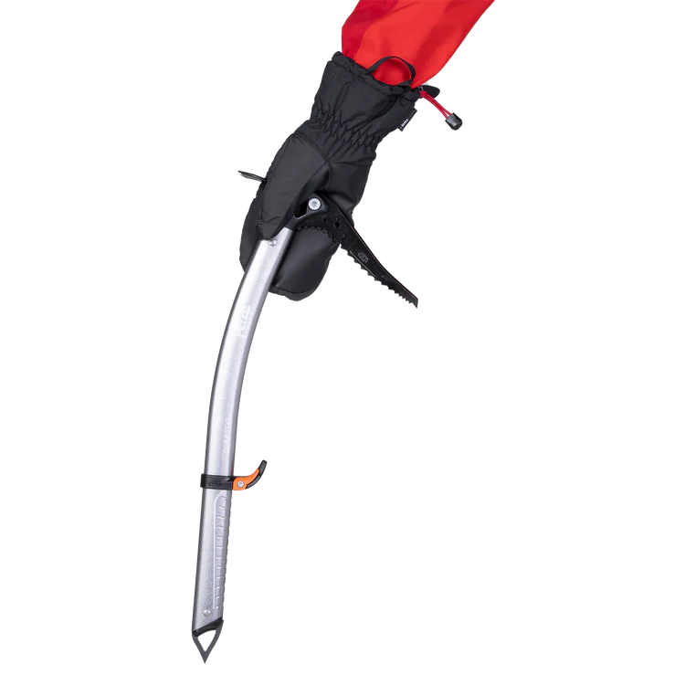 Mountain Equipment Mountain Mitts in Black - On Model with Trekking Pole