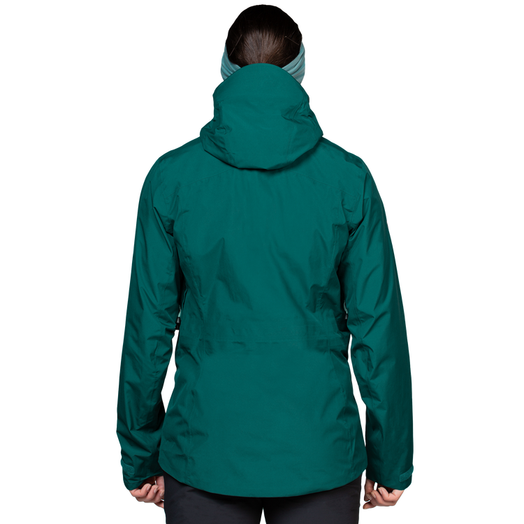 Mountain Equipment Nanda Devi GORE-TEX Women's Jacket in Deep Teal - On Model Hood Back