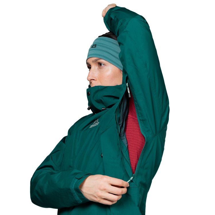 Mountain Equipment Nanda Devi GORE-TEX Women's Jacket in Deep Teal - Pit Zip Detail