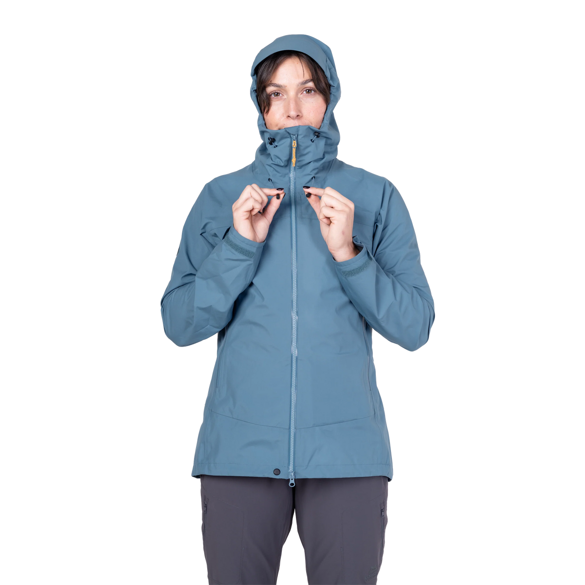Mountain Equipment Odyssey Women's Jacket in Stellar Blue - On Model Front Open