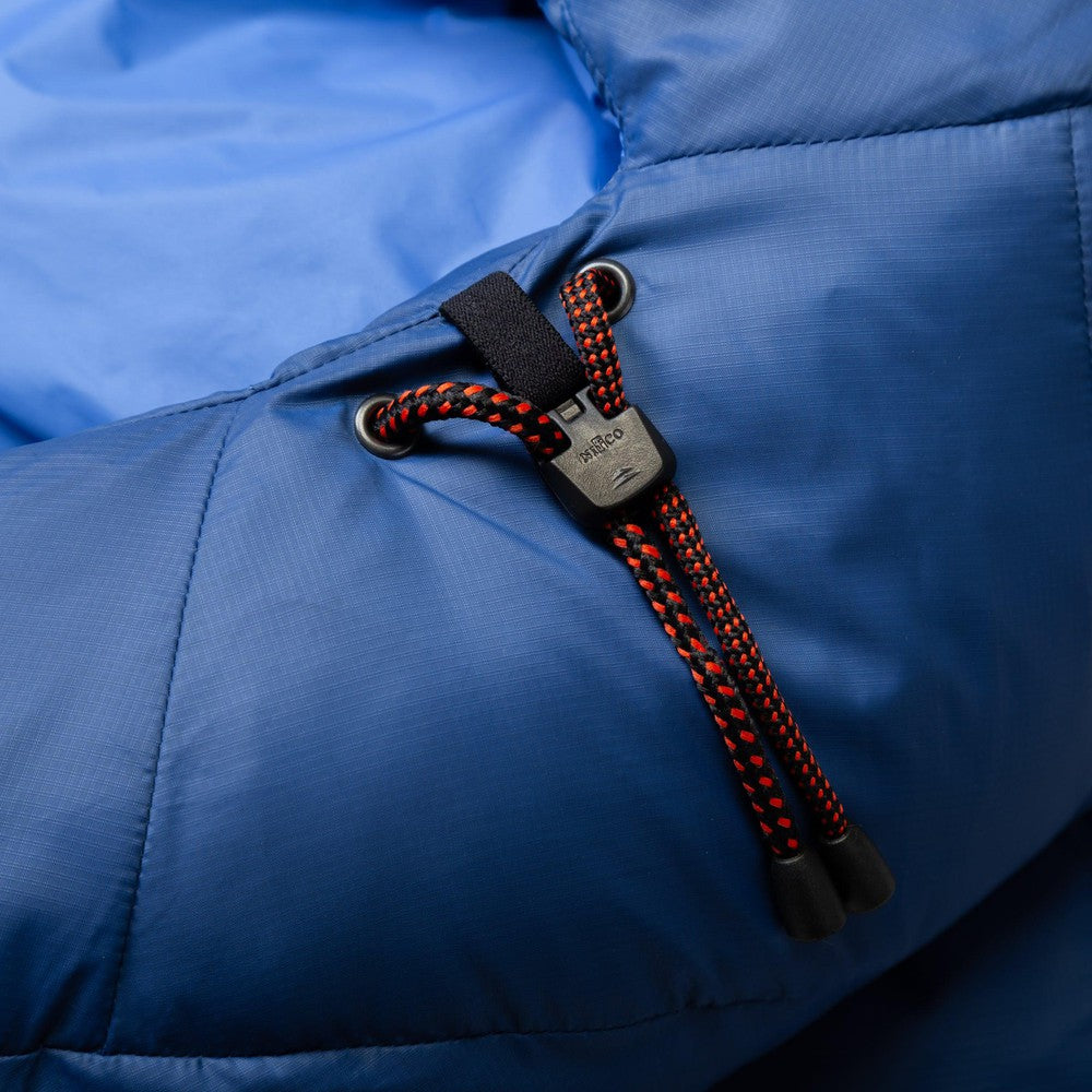 Mountain Equipment Olympus 650 Sleeping Bag in Admiral Blue - Gemini Zip Baffle Detail