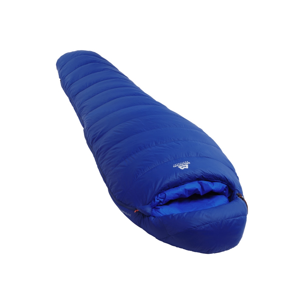 Mountain Equipment Olympus 650 Sleeping Bag in Admiral Blue - Full Length Product Shot